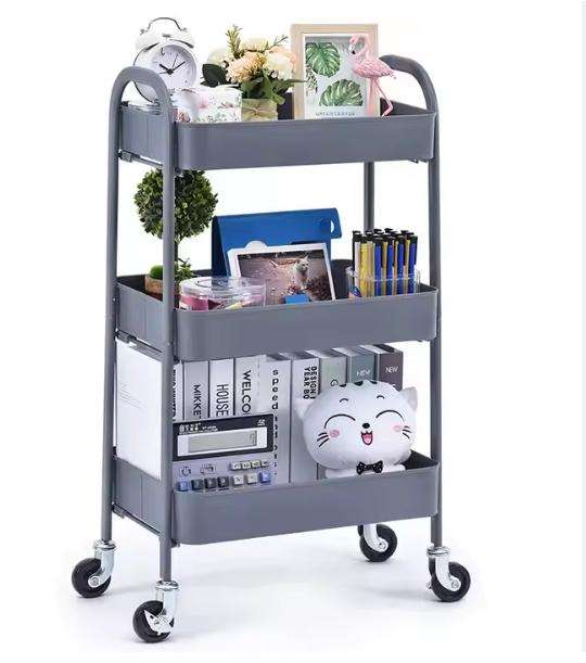 Multi-scene Use Household 3 Layers No Screw Utility Storage Trolley Organizer Cart Rolling Storage