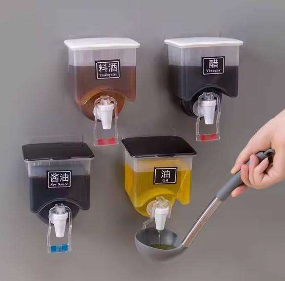 Wall Hanging Seasoning tank Kitchen Oil Salt, Soy Sauce and Vinegar Household Hole Free Seasoning