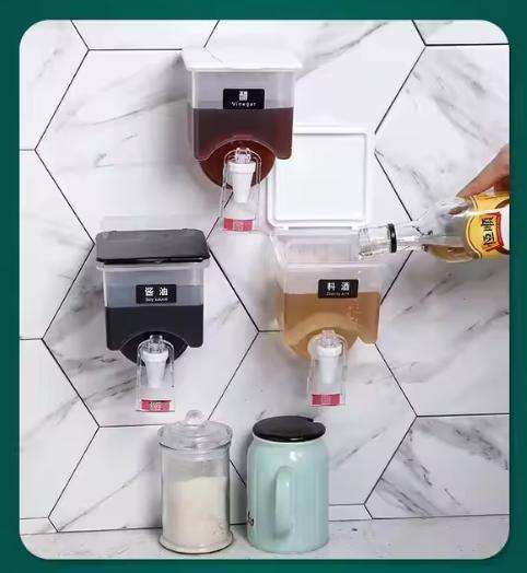 Wall Hanging Seasoning tank Kitchen Oil Salt, Soy Sauce and Vinegar Household Hole Free Seasoning