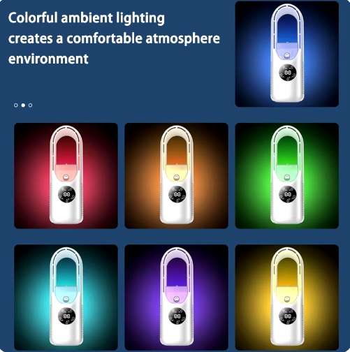 portable air conditioner electric fan USB cooler blade less 6 speeds silent timed air condition