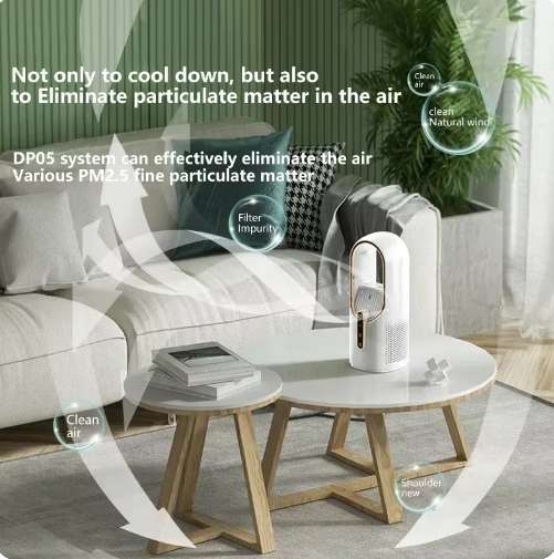 portable air conditioner electric fan USB cooler blade less 6 speeds silent timed air condition