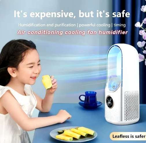 portable air conditioner electric fan USB cooler blade less 6 speeds silent timed air condition