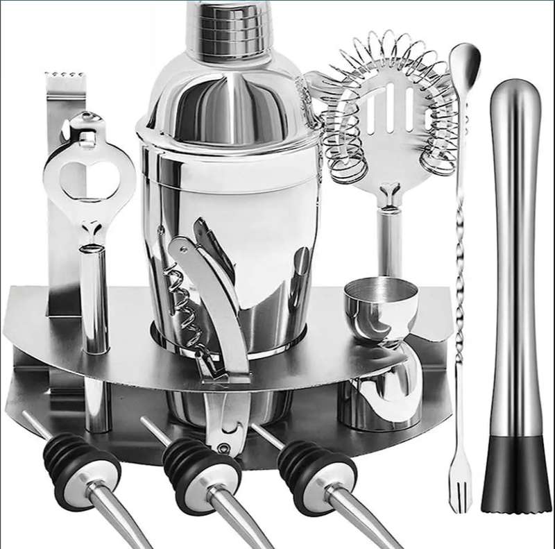 12 Peice Stainless Steel Cocktail Kit with Stand