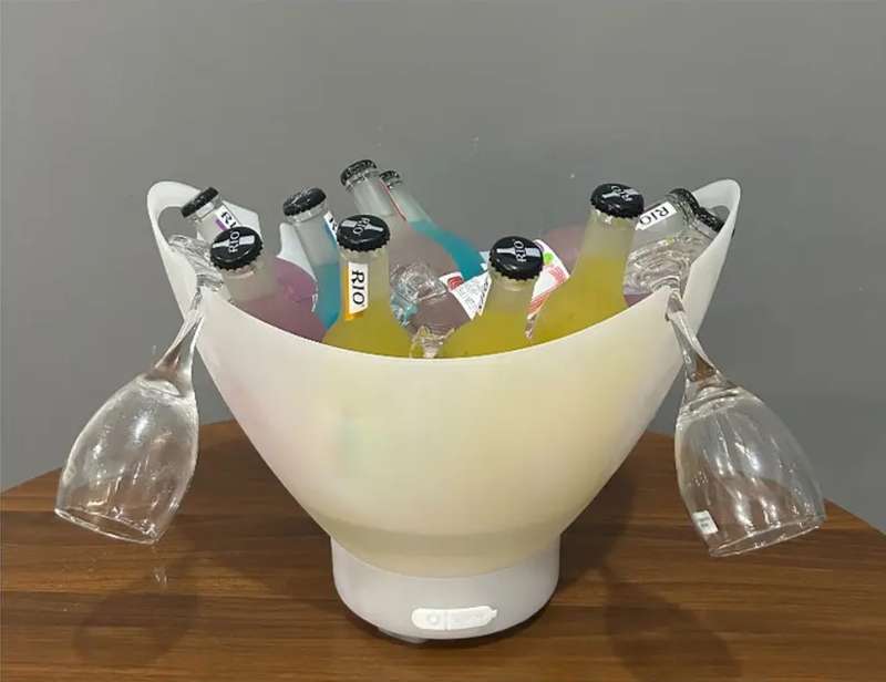 LED Light Clear Plastic Beer Buckets RGB Colors Changing Cooler and Ice Bucket