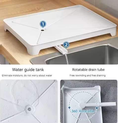 Draining Board Rack with Drip Tray Stainless Dish Drying Rack