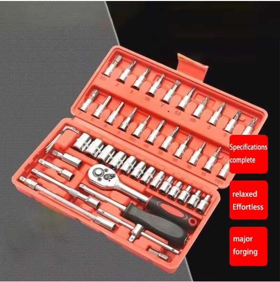 46Pcs Ratchet Wrench Socket Combo Tools Set in Carry Case