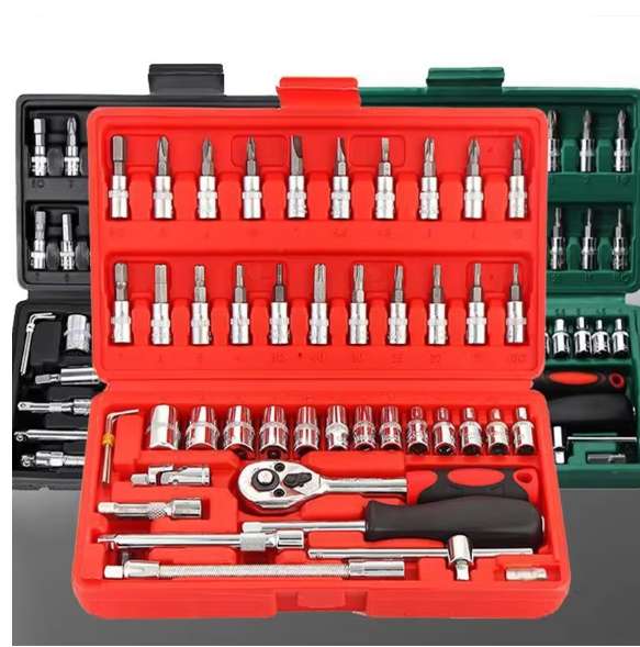 46Pcs Ratchet Wrench Socket Combo Tools Set in Carry Case