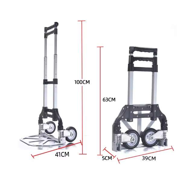 Aluminum black platform truck Portable and easy to carry Portable folding trolley Trolley