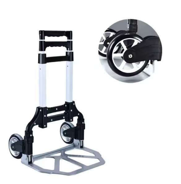 Aluminum black platform truck Portable and easy to carry Portable folding trolley Trolley