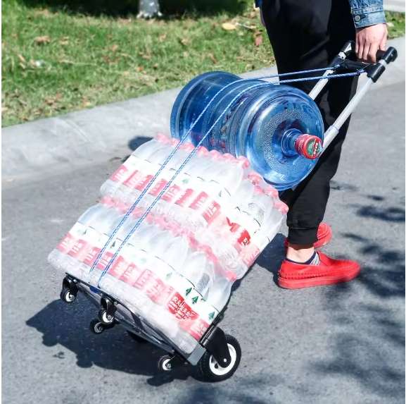 Aluminum black platform truck Portable and easy to carry Portable folding trolley Trolley