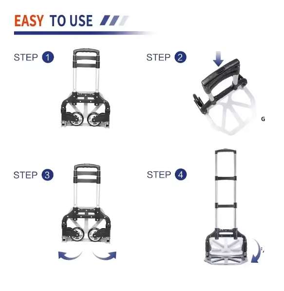Aluminum black platform truck Portable and easy to carry Portable folding trolley Trolley