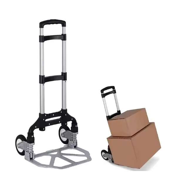 Aluminum black platform truck Portable and easy to carry Portable folding trolley Trolley