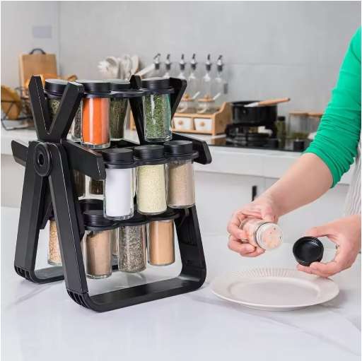 New Spice Rack Set, 18 Spice Jars, 360° Rotating Ferris Wheel, Spice Rack, Spice Bottles, Kitchen