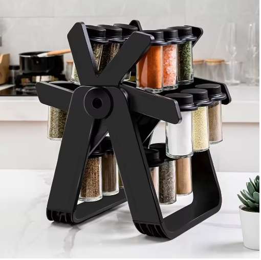 New Spice Rack Set, 18 Spice Jars, 360° Rotating Ferris Wheel, Spice Rack, Spice Bottles, Kitchen