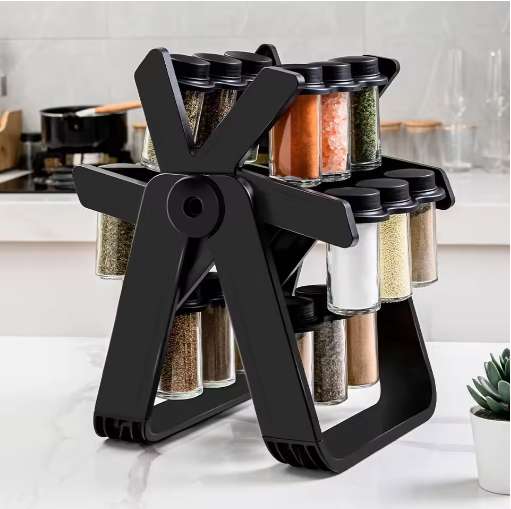 New Spice Rack Set, 18 Spice Jars, 360° Rotating Ferris Wheel, Spice Rack, Spice Bottles, Kitchen