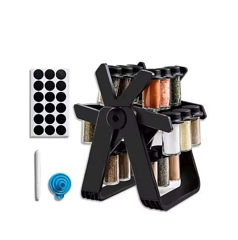 New Spice Rack Set, 18 Spice Jars, 360° Rotating Ferris Wheel, Spice Rack, Spice Bottles, Kitchen