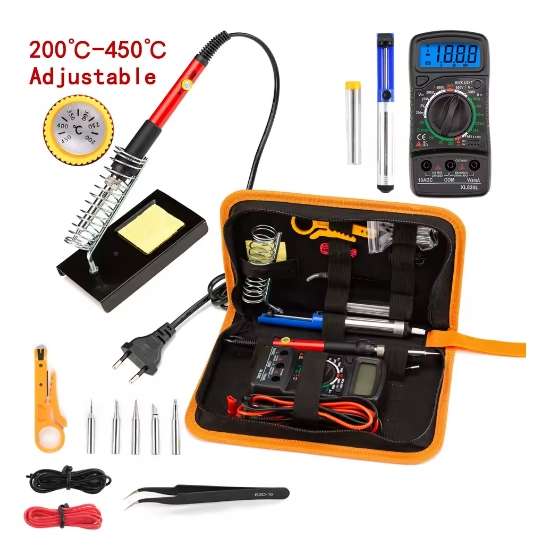 Electric soldering iron kit Desoldering pump Tweezers Multimeter Electrical appliance repair kit