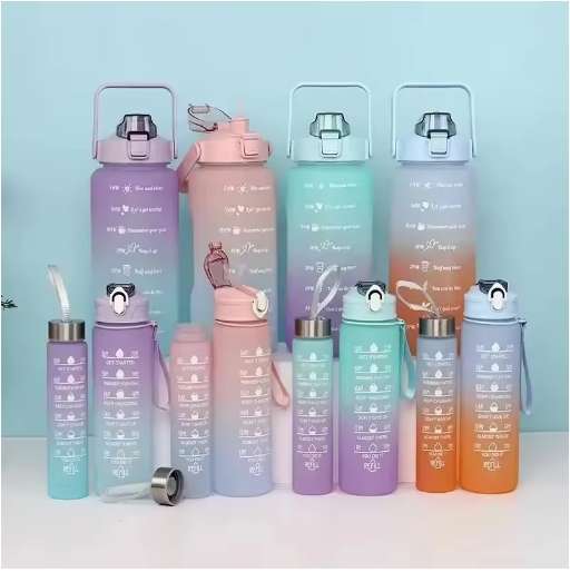 3Pcs/Set 2L Space Cup with Time Graduated Gradient Water Cup High Capacity Portable Plastic Cups Out