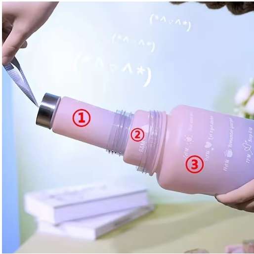 3Pcs/Set 2L Space Cup with Time Graduated Gradient Water Cup High Capacity Portable Plastic Cups Out