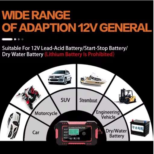 12V 6A Battery charger Intelligent Pulse Repair Lead Acid Battery Charger 2-100Amps 12 Volts 6 Amps