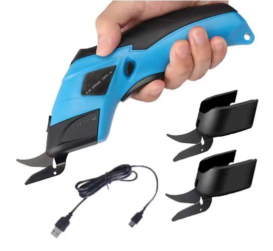 Electric Fabric Scissors Heads & Carrying Case