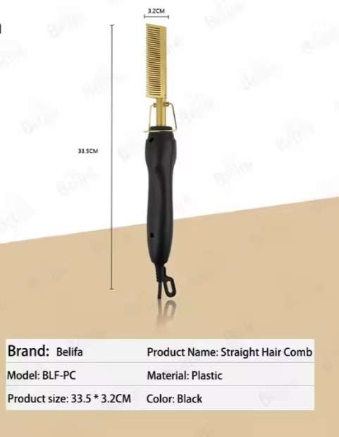 Electric Straightening Hot Comb for Hair and Wigs