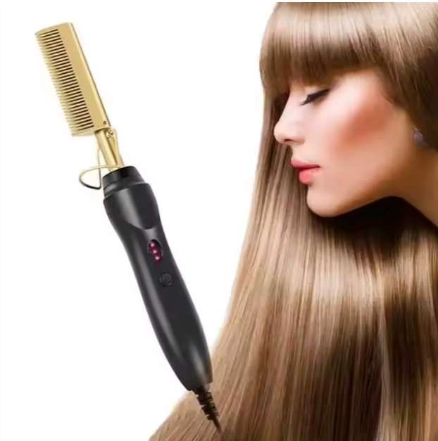 Electric Straightening Hot Comb for Hair and Wigs