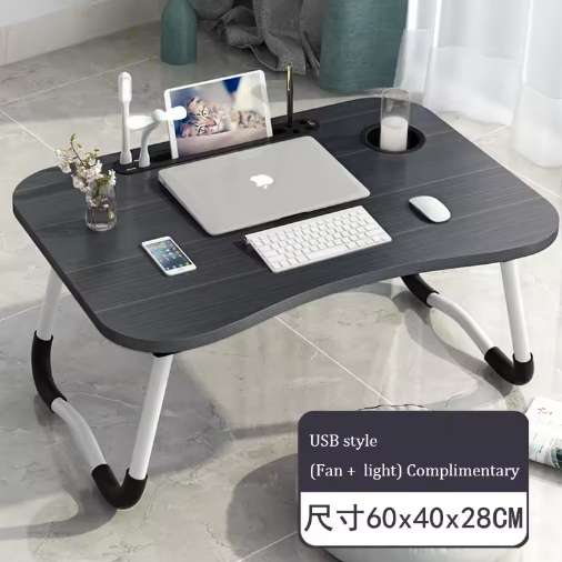 Foldable Laptop Desk With Tablet Holder, Cup Holder, 4-Port Usb Hub