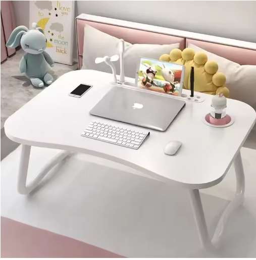 Foldable Laptop Desk With Tablet Holder, Cup Holder, 4-Port Usb Hub