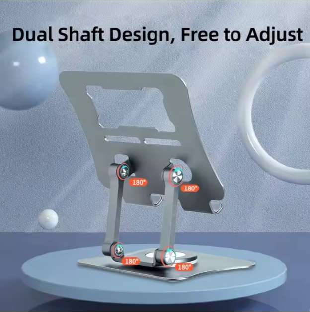 Foldable Desktop Aluminum Cell Phone Tablet Stand 360 Rotating Mobile Holder