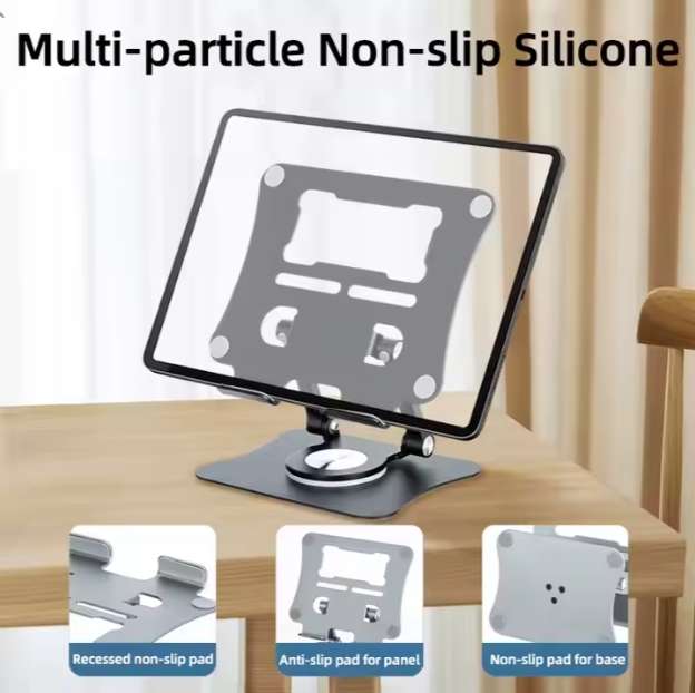 Foldable Desktop Aluminum Cell Phone Tablet Stand 360 Rotating Mobile Holder