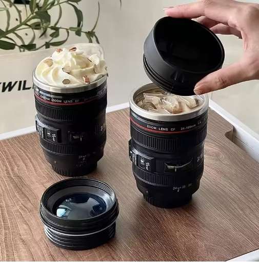 Classy Camera Lens Style Thermo- Stainless Steel Cup