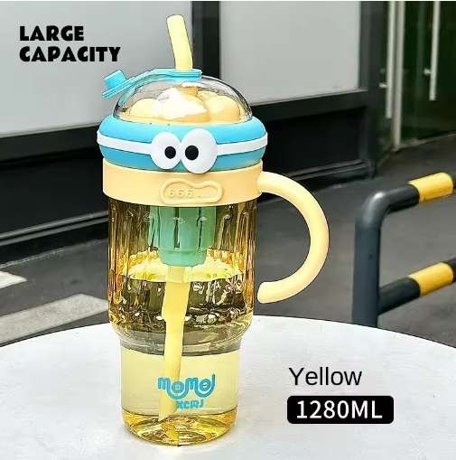 Large capacity ice cup high value children's straw plastic cup-blue