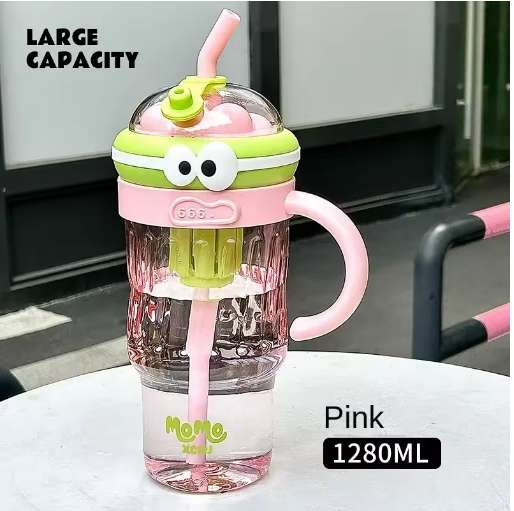Large capacity ice cup high value children's straw plastic cup-blue