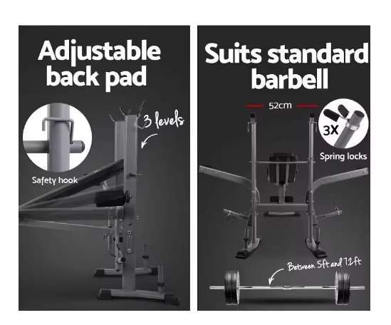 Weight Lifting Bench with Barbell Rack for Workout and Fitness Training