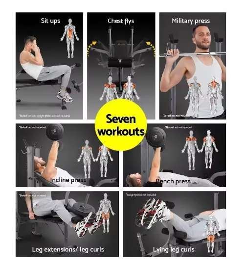 Weight Lifting Bench with Barbell Rack for Workout and Fitness Training