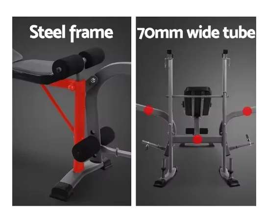 Weight Lifting Bench with Barbell Rack for Workout and Fitness Training
