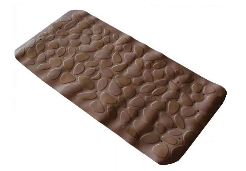 75x36cm Pebble Anti Slip Rubber Bathtub Shower Mat With Safety Chuck