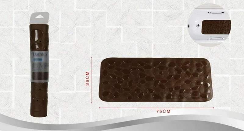 75x36cm Pebble Anti Slip Rubber Bathtub Shower Mat With Safety Chuck