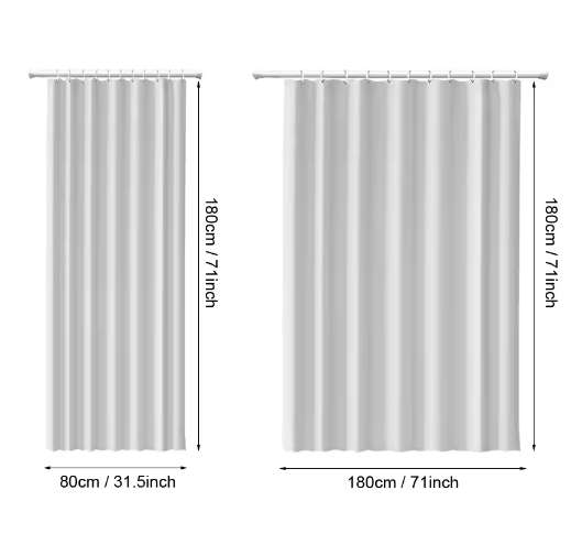 Waterproof and mildew resistant solid color EVA shower curtain -180cm × 180