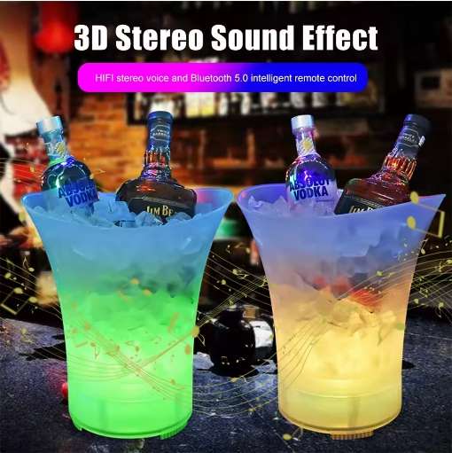 LED Ice Buckets  Large Capacity Wine Beer Ice Buckets With Bluetooth Speaker Drink Container