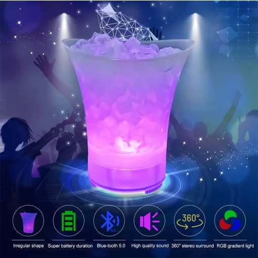 LED Ice Buckets  Large Capacity Wine Beer Ice Buckets With Bluetooth Speaker Drink Container