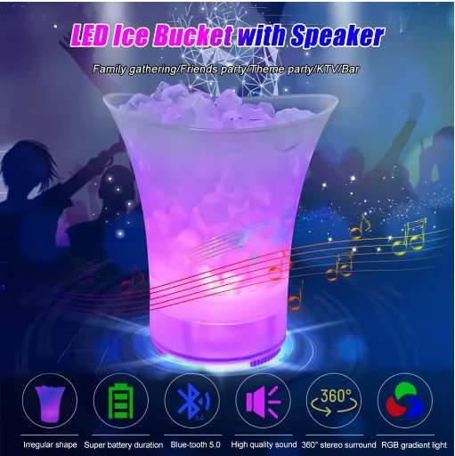 LED Ice Buckets  Large Capacity Wine Beer Ice Buckets With Bluetooth Speaker Drink Container
