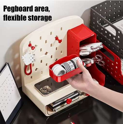 Desk Stationary Organizer Multifunctional With Drawer And Pen Holder