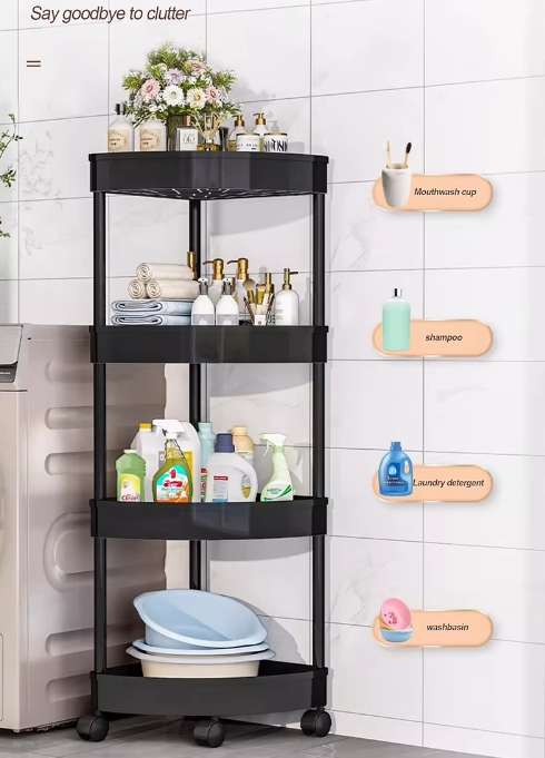 Multi Functional 4 Tier Corner Storage Movable Corner Shelf Rack