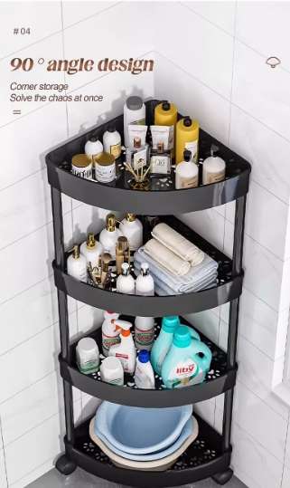 Multi Functional 4 Tier Corner Storage Movable Corner Shelf Rack