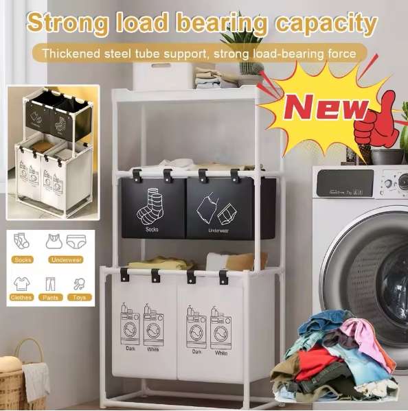 Foldable Multi-Layer Home Bedroom Dirty Clothes Laundry Basket Storage Box