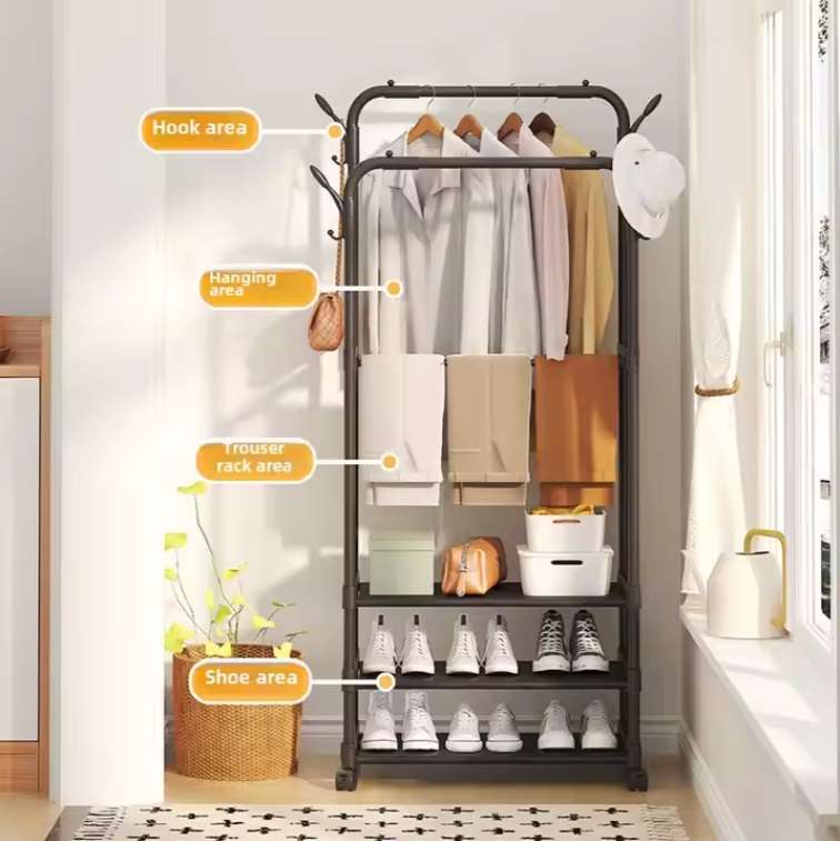 Multifunctional Movable Double Rod Rack