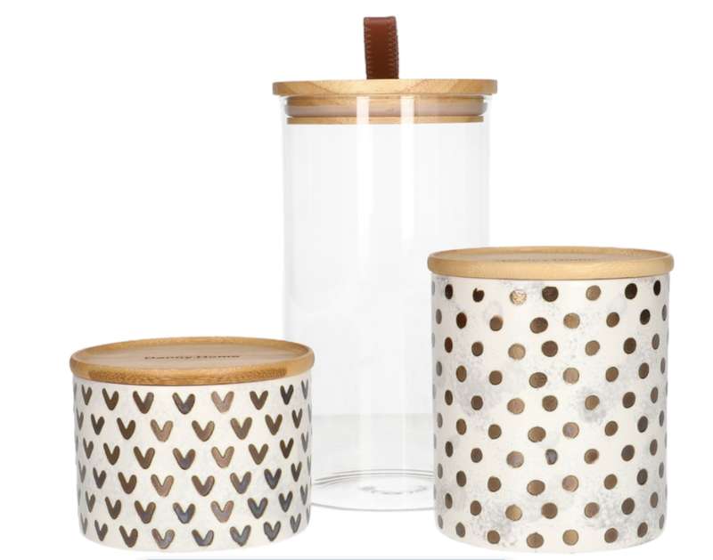 Danny home Glass and Ceramic Food Storage Jar - 3 Pieces
