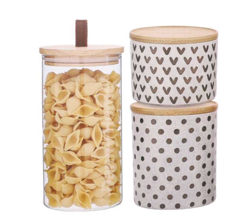 Danny home Glass and Ceramic Food Storage Jar - 3 Pieces